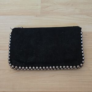 Zara Studedd Black Sude Clutch Purse 8.5"×5.5"